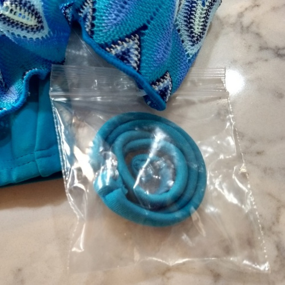 Swim Hula Honey Bikini M Blue Festival Chevron Crochet Poshmark